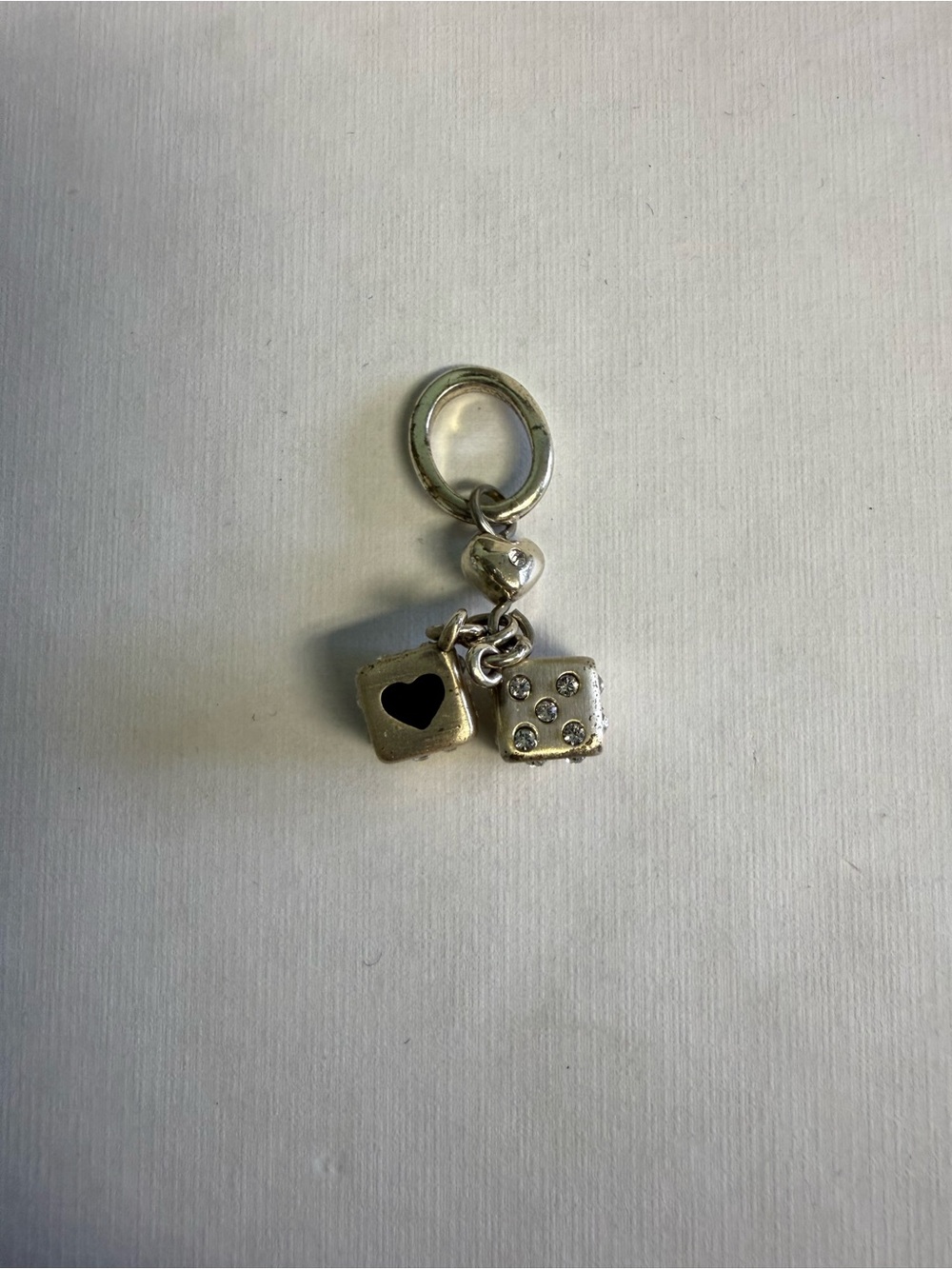 Brighton Rhinestone Dice Heart Purse Charm Keychain Bag Charm Lucky in Love